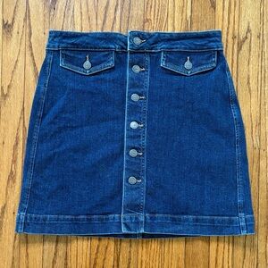 LOFT Blue Denim Button Front Skirt